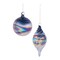 Melrose Iridescent Swirled Glass Christmas Ornaments - 4" - Blue - 12ct